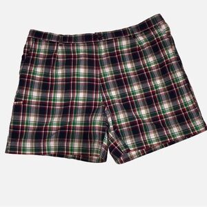Saddlebred Mens Cotton Plaid Shorts Size 42 Pleated Red Green Blue White Elastic